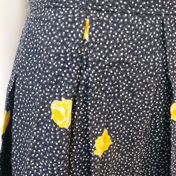 Vintage Skirt Navy Blue with Yellow Flowers - handmade, pleated, flowers - Picture 7 of 7